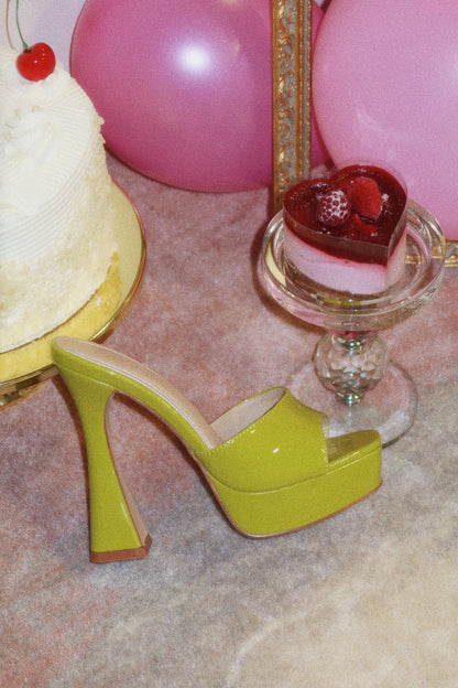 Jianna Platform Heel Mules - Lime