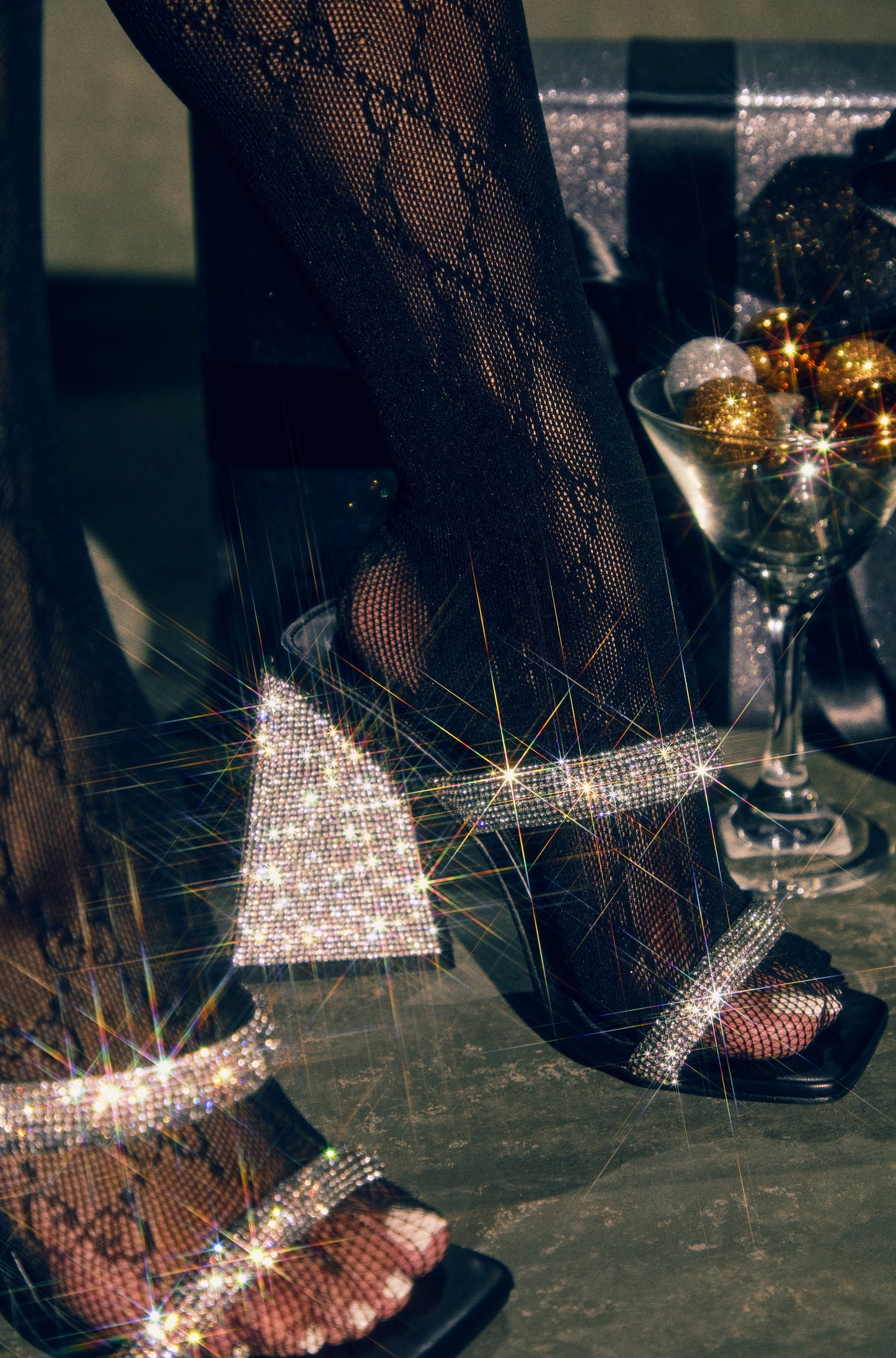 Make A Wish Embellished Triangle Block Heel Mules - Black