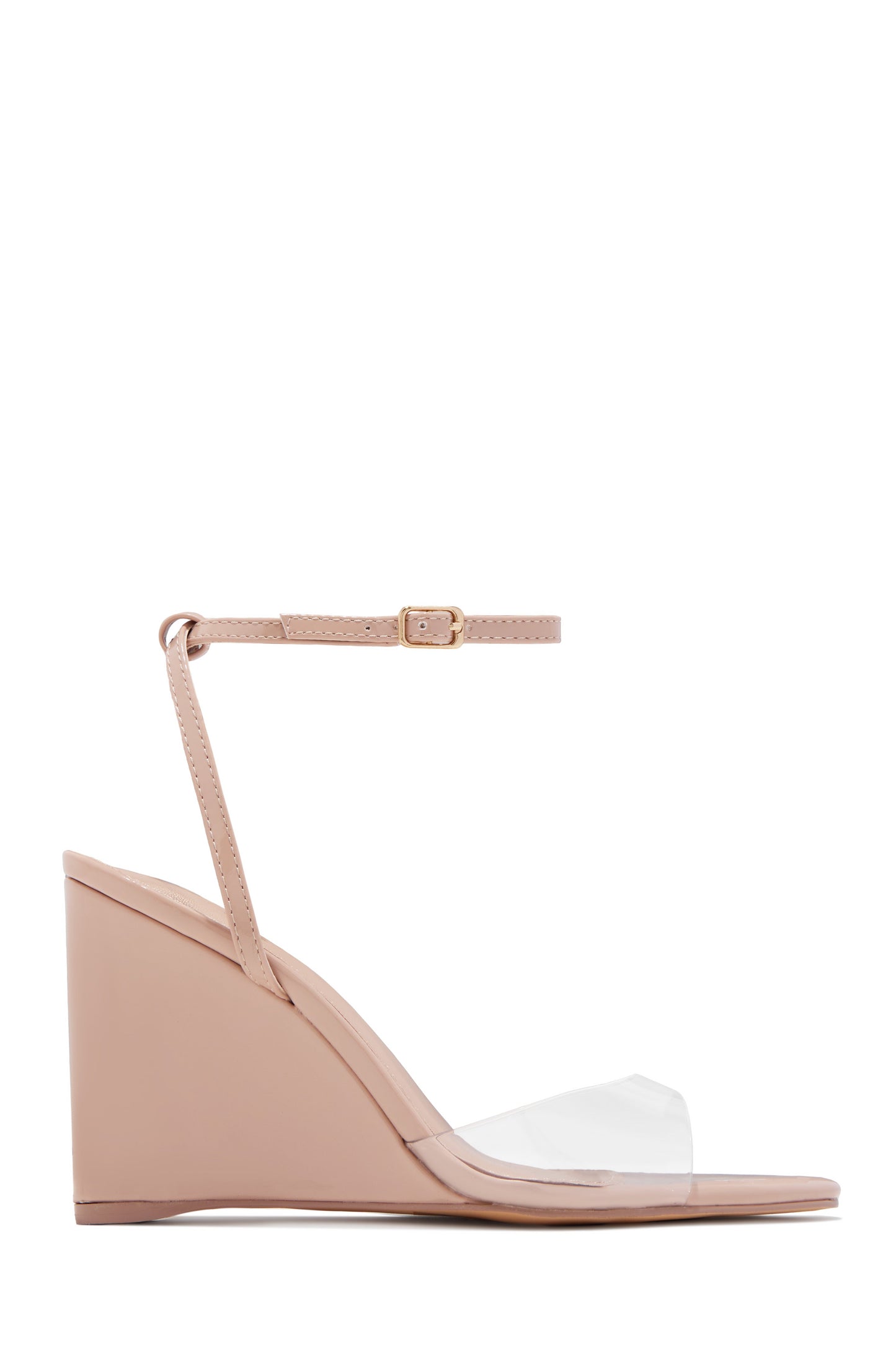 Kaia Nude Single Sole Wedge Heels - Clear