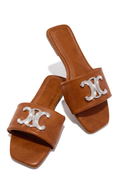 Ceci Flat Slip On Sandals - Tan