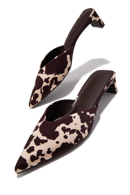 Danielle Mid Heel Mule Pumps - Cow