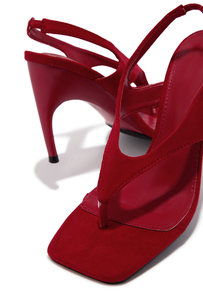 Sami Slingback Thong Strap Heels - Red