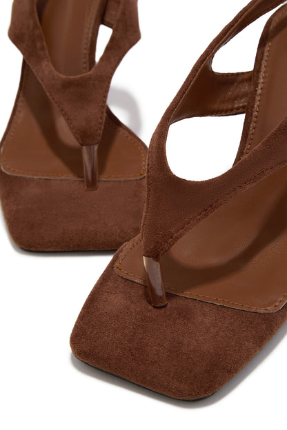 Sami Slingback Thong Strap Heels - Brown