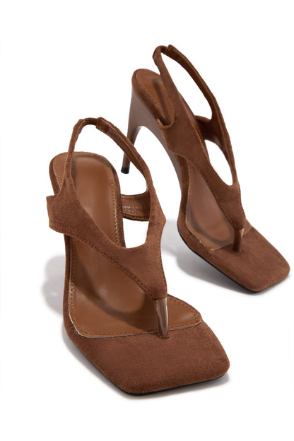 Sami Slingback Thong Strap Heels - Brown