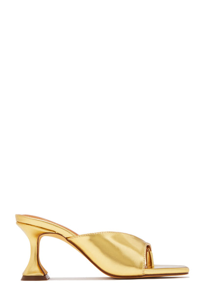 Ary Single Sole Mid Heel Mules - Gold