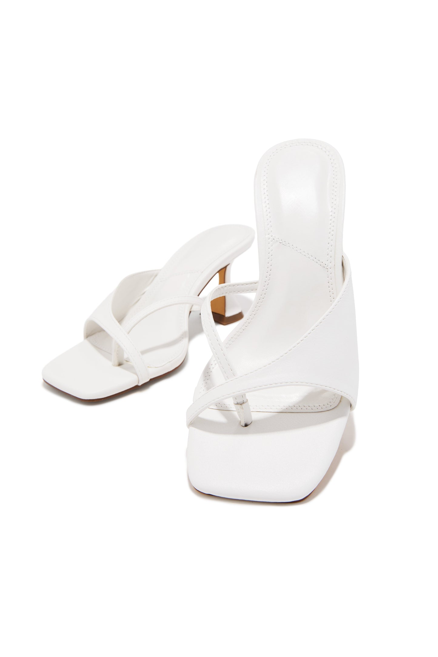 Ary Single Sole Mid Heel Mules - White