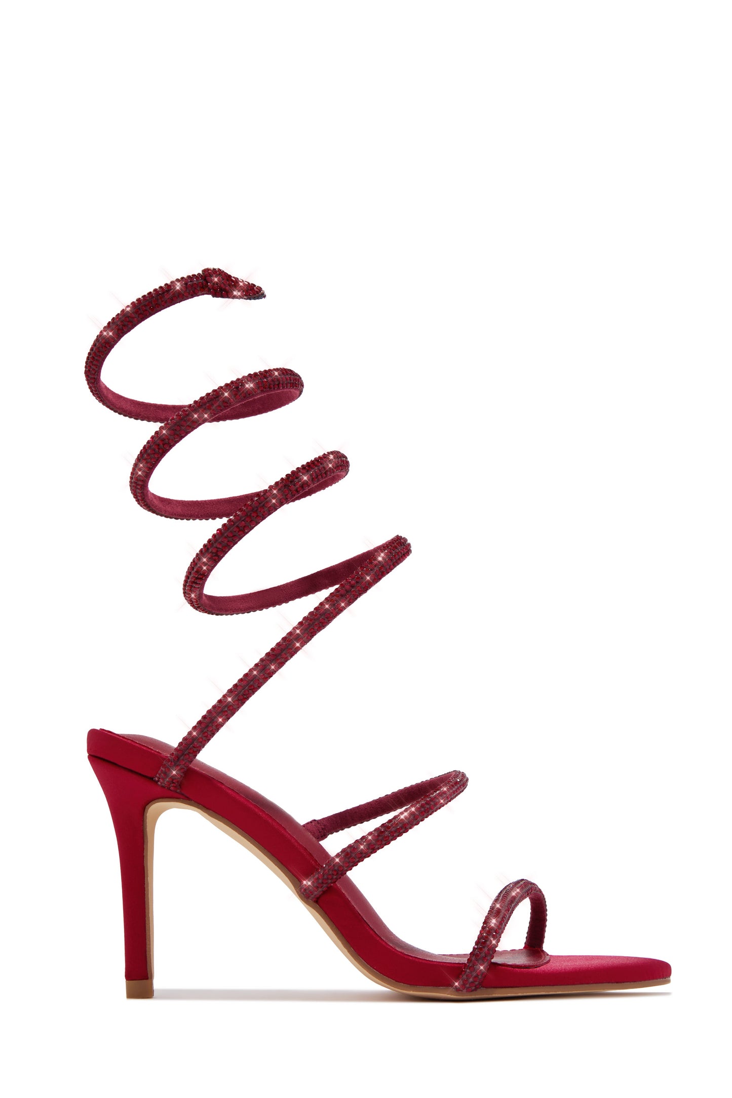 Sushmita Embellished Around The Ankle Coil Heels - Wine