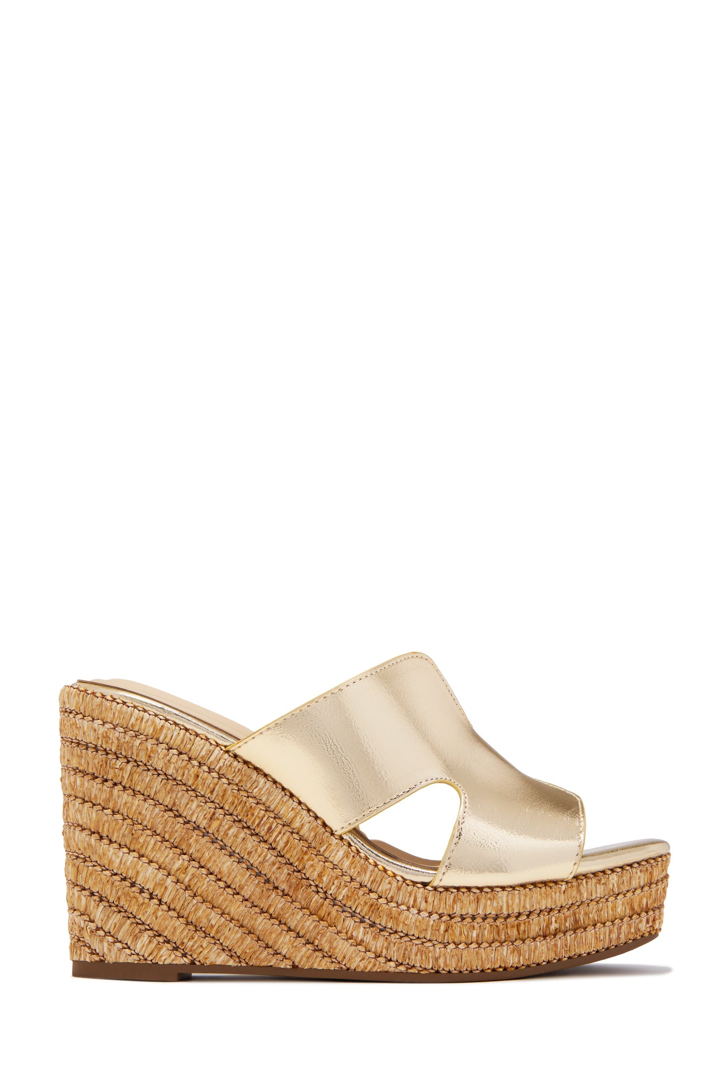Bella Raffia Platform Wedges - Gold
