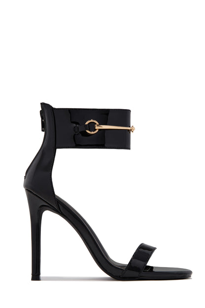 Monaco Patent Cuff Heels - Black