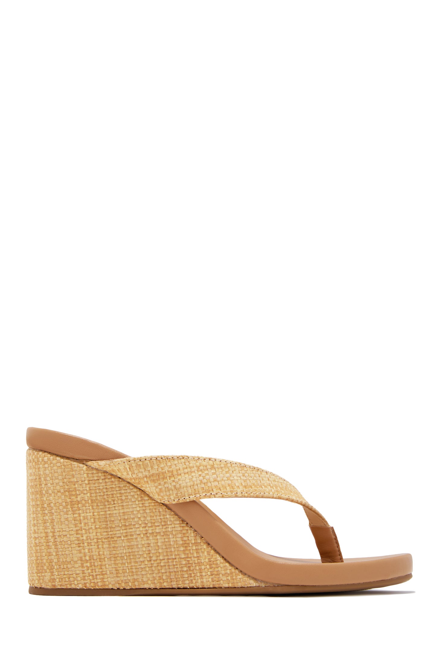 Veronica Raffia Slip On Thong Wedges - Natural