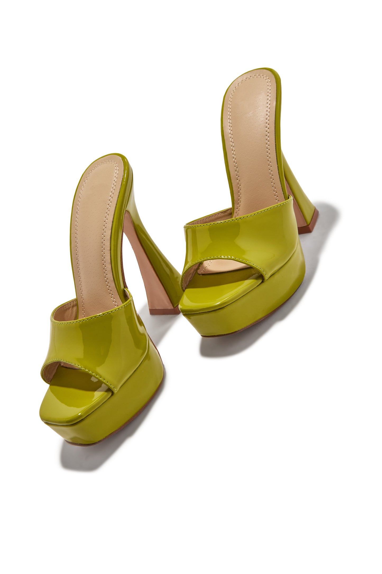 Jianna Platform Heel Mules - Lime