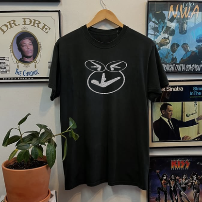 Rare 1998 Aphex Twin Warp Triple Logo Washed Black Tee