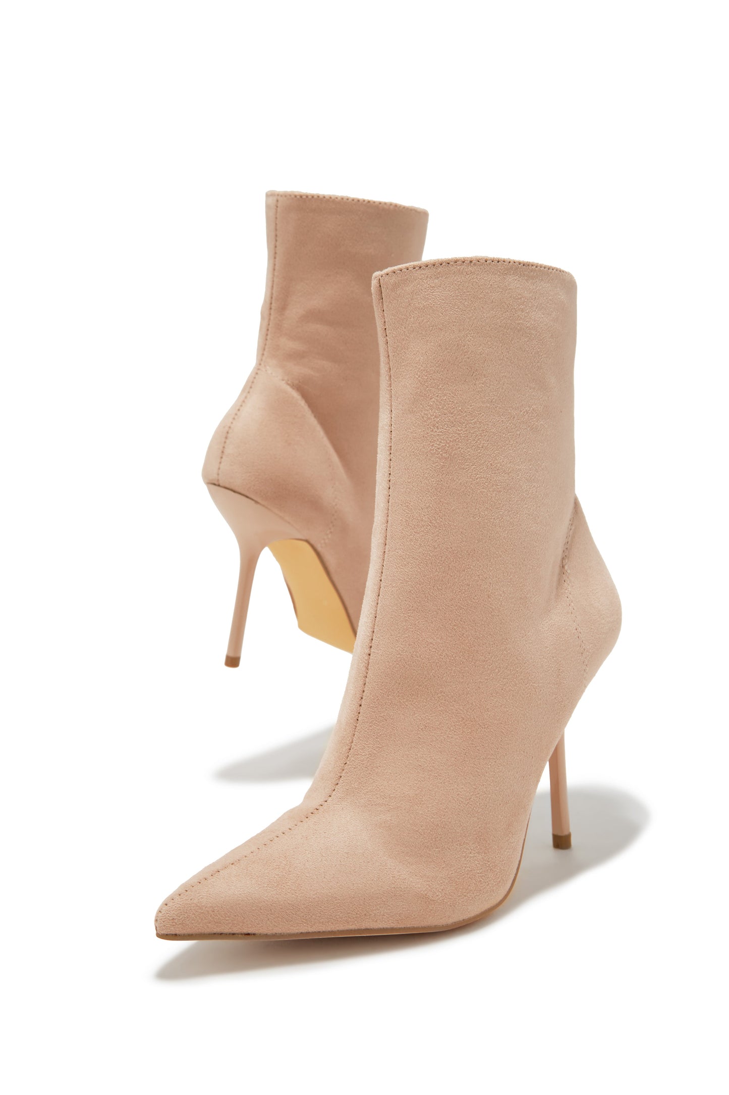 Last Night Pointed Toe High Heel Ankle Boots - Nude