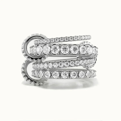 Hallie Stacked Diamond Silver Ring