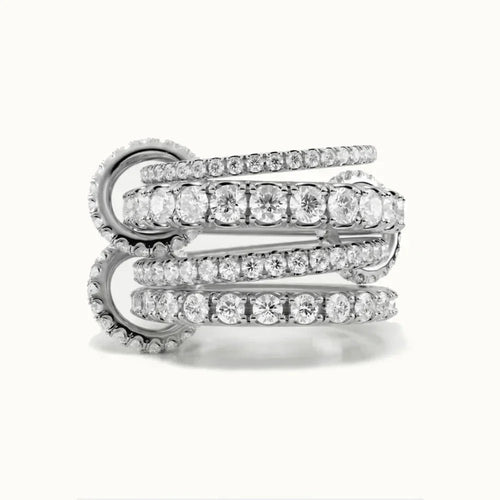 Hallie Stacked Diamond Silver Ring