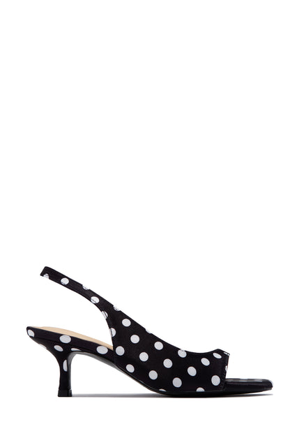 Becca Slingback Mid Heels - Black Polka Dot