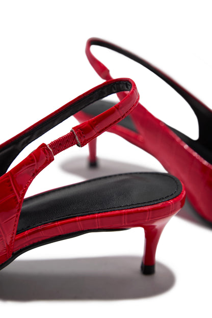Kiley Mid Heel Slingback Pumps - Red