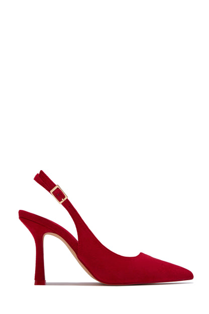 Carianna Faux Suede Slingback Pumps - Red