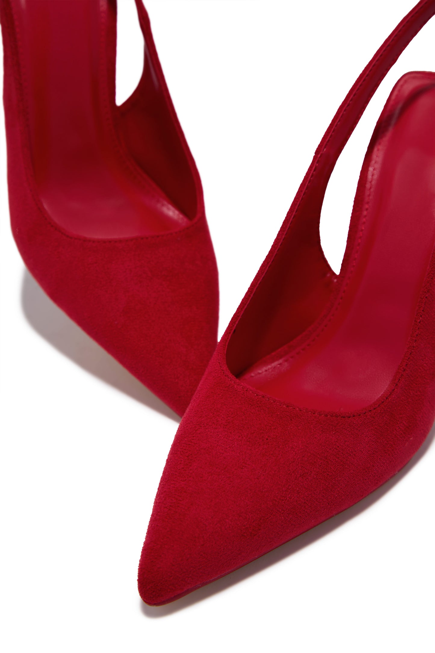 Carianna Faux Suede Slingback Pumps - Red