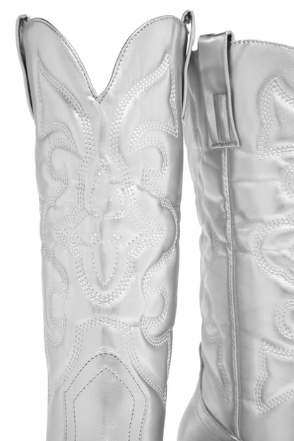 Dylan Western Cowgirl Boots - Silver