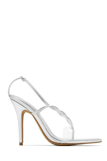 Aleena Clear Strap High Heels - Silver