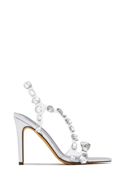 Kiah Embellished Slingback Heels - Silver