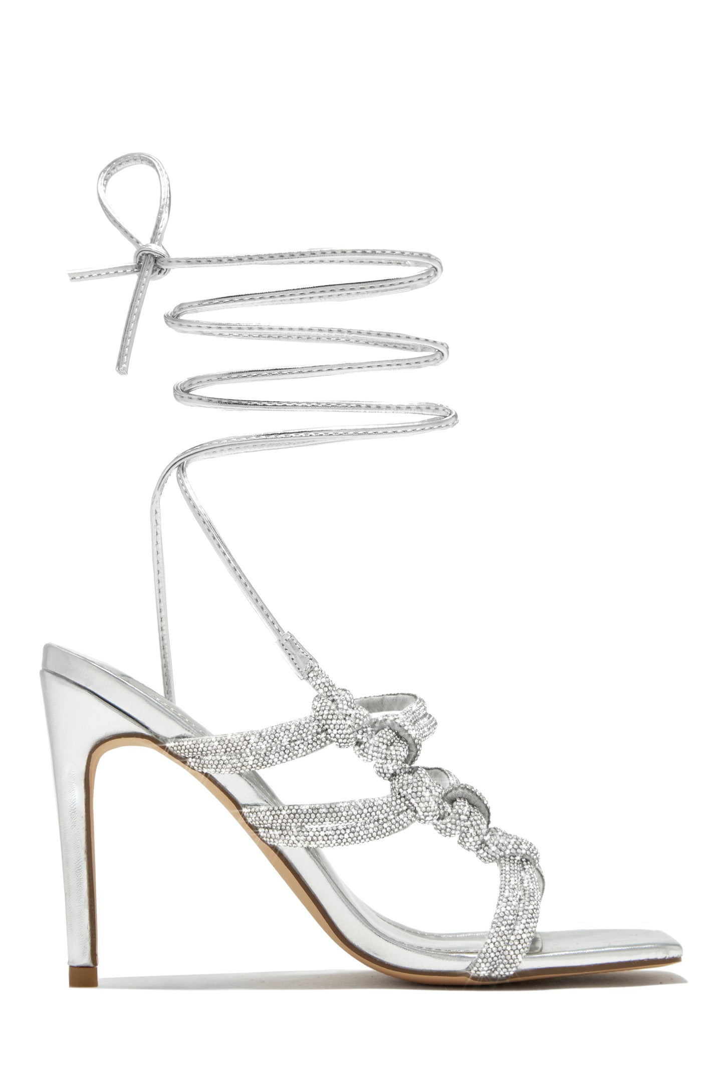 Party Girl Era Embellished Lace Up Heels - White