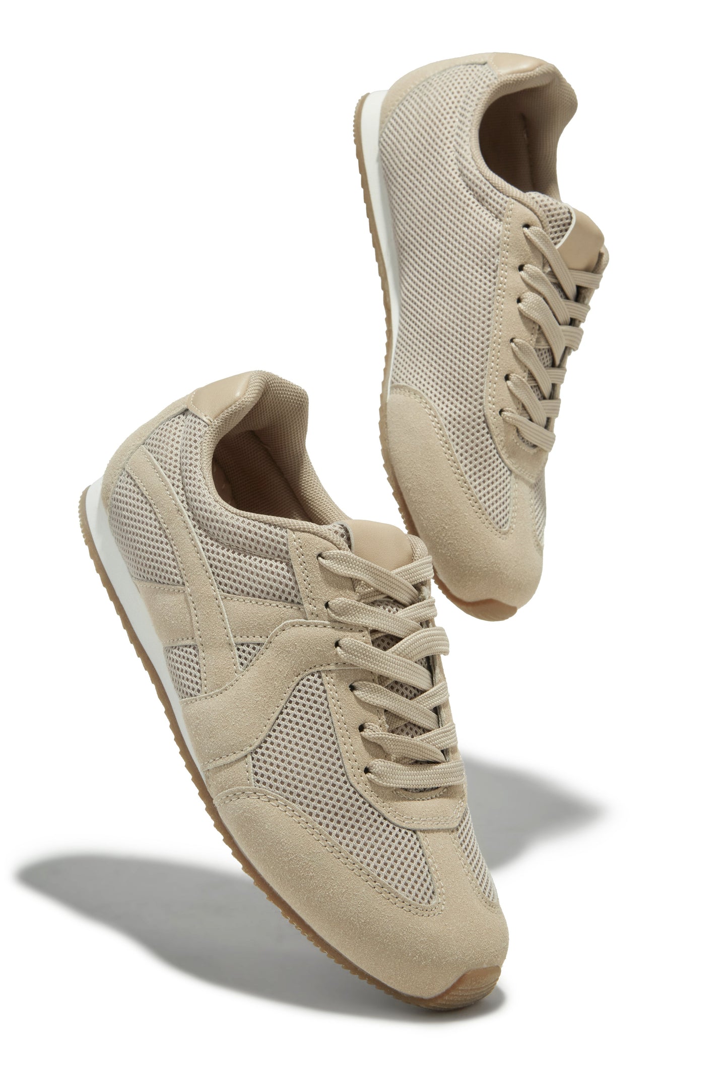 Downtown Stroll Lace Up Sneakers - Taupe