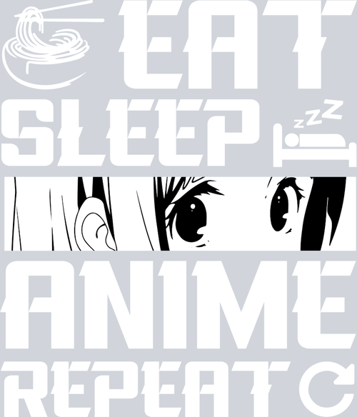 Anime Eat Sleep Anime Repeat White - STK00260 (DTF Transfers)
