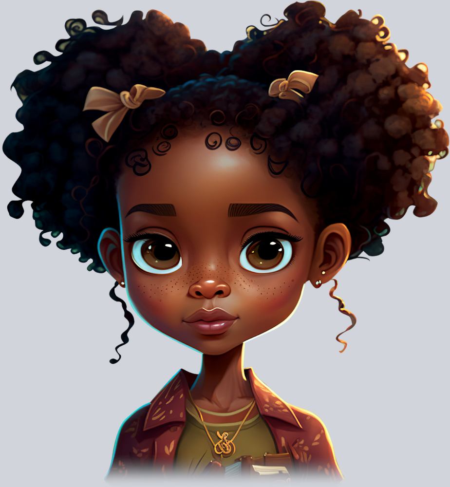 Black Girl Twin Messy Buns - STK00640 (DTF Transfers)