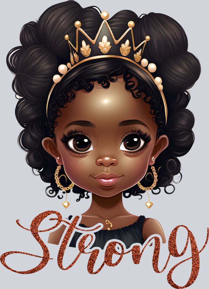 Black Girl Strong Gold Black Crown - STK00639 (DTF Transfers)