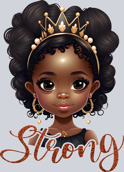 Black Girl Strong Gold Black Crown - STK00639 (DTF Transfers)