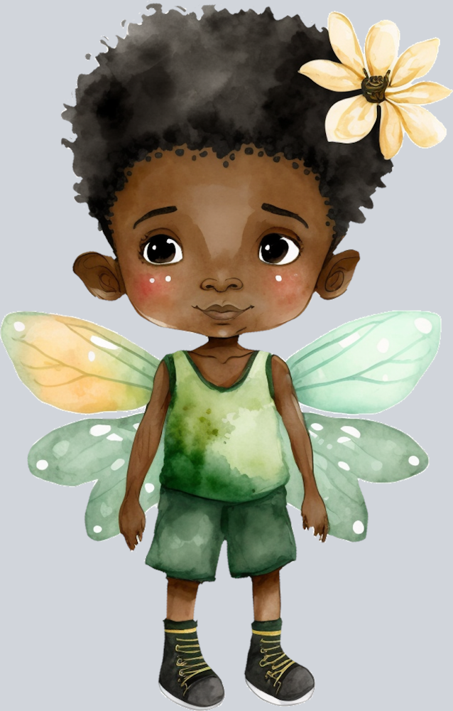 Black Fairy Boy Flower - STK00601 (DTF Transfers)