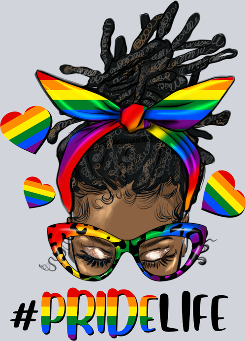 Afro Messy Locs Bun Pride Life - STK00079 (DTF Transfers)