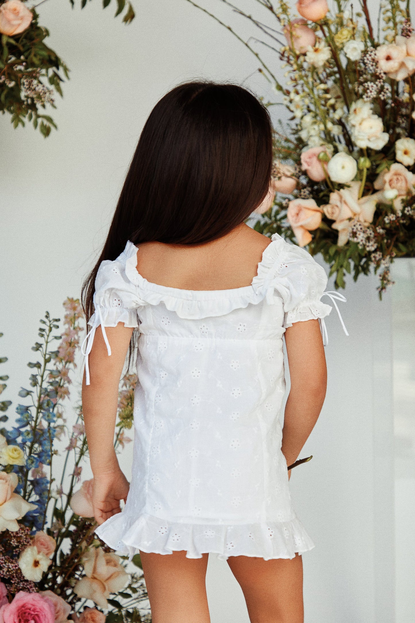 Mini Daisy Eyelet Dress - White