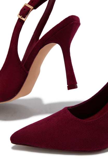 Carianna Faux Suede Slingback Pumps - Wine
