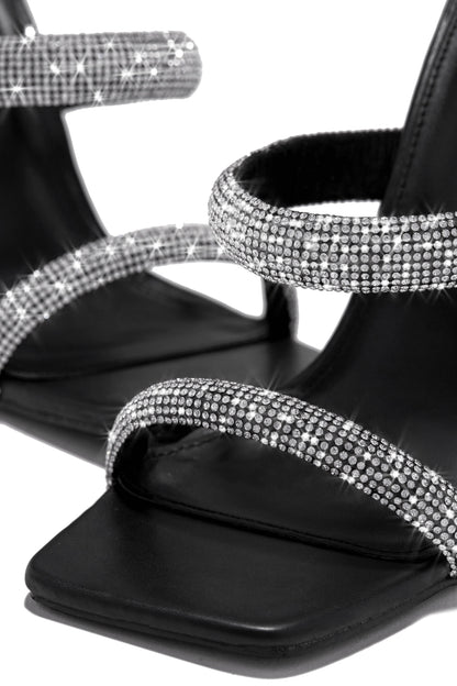 Make A Wish Embellished Triangle Block Heel Mules - Black
