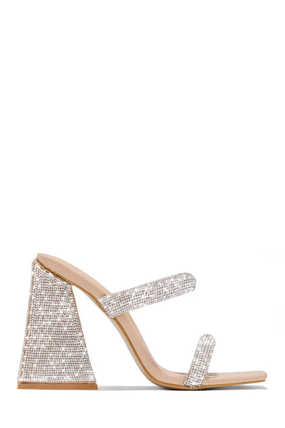 Make A Wish Embellished Triangle Block Heel Mules - Black