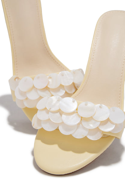 Clara Kitten Heel Mules - Yellow